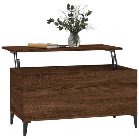 Tavolino Salotto Rovere Marrone 90x44,5x45 Cm Legno Multistrato - Foto 2