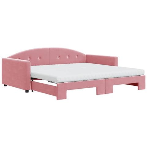 Divano Letto Estraibile Con Materassi Rosa 100x200 Cm Velluto - Foto 1