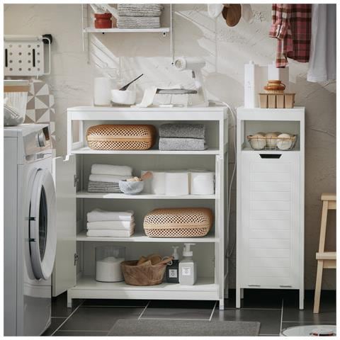 Mobile Da Bagno Armadietto Da Terra Due Ante Doppia Apertura Bianco 70x35x90cm Bzr121-w - Foto 5