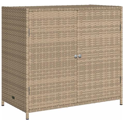 Armadietto Portaoggetti Giardino Beige 83x45x76 Cm Polyrattan - Foto 2