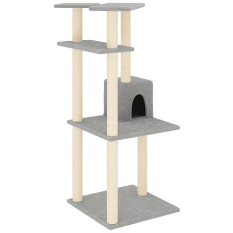 Albero Per Gatti Con Tiragraffi In Sisal Grigio Chiaro 123 Cm - Foto 1