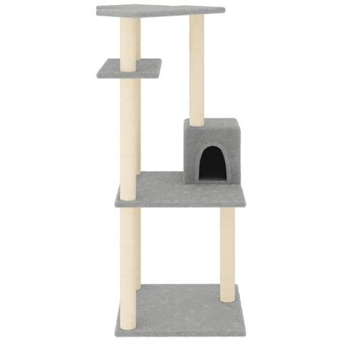 Albero Per Gatti Con Tiragraffi In Sisal Grigio Chiaro 123 Cm - Foto 2