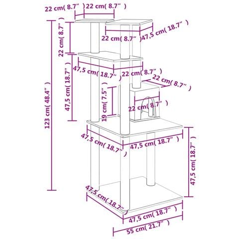 Albero Per Gatti Con Tiragraffi In Sisal Grigio Chiaro 123 Cm - Foto 6