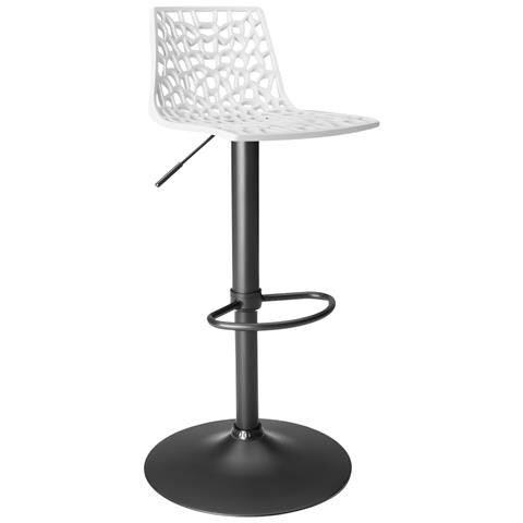 Sgabello Da Bar Clark - Polipropilene - Bianco - Base Nera - Foto 2