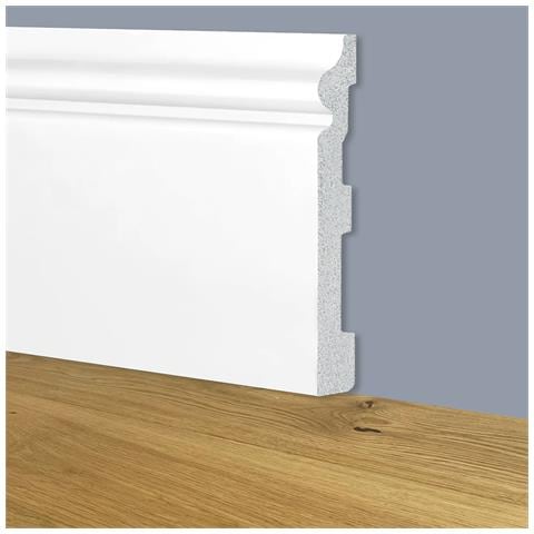 90ml Bancale Di Battiscopa Zoccolino Bianco Mod. Etnico 180x19x2000mm In Polimeri - Polistrutturato - Foto 1