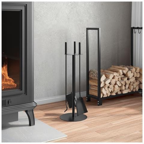 Set Attrezzi Per Caminetto 4 Pz 22x59 Cm In Acciaio - Foto 3