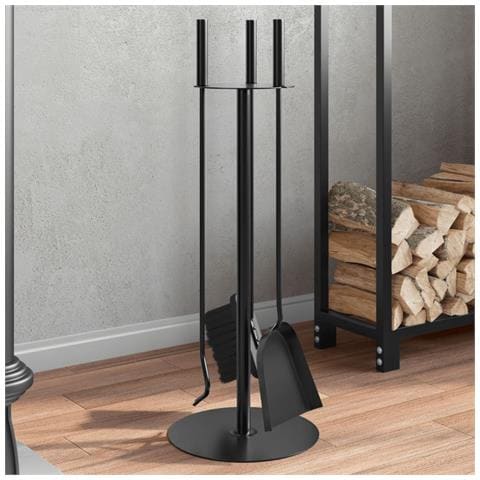 Set Attrezzi Per Caminetto 4 Pz 22x59 Cm In Acciaio - Foto 1