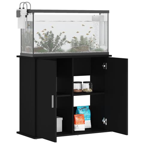 Supporto per Acquario 81x36x73 cm in Legno Multistrato Nero - Foto 2