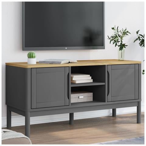 Mobile Tv Floro Grigio 114x43x55 Cm In Legno Di Pino - Foto 1