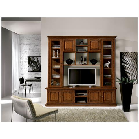 Libreria Porta Tv 8 Porte Arte Povera In Legno 250x60x240 - Foto 1