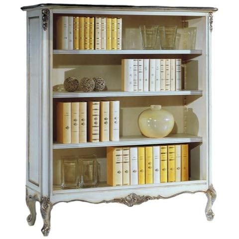 Libreria Classica Legno Shabby Bianco Argento 130x50x150 - Foto 1