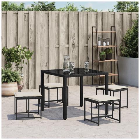 Sgabelli Da Giardino Con Cuscini 4 Pz Neri In Polyrattan - Foto 3