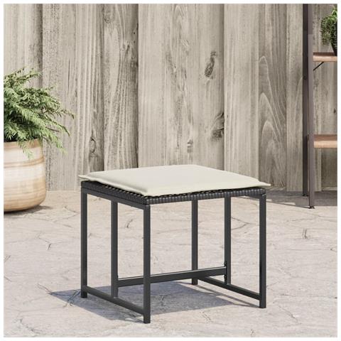 Sgabelli Da Giardino Con Cuscini 4 Pz Neri In Polyrattan - Foto 1