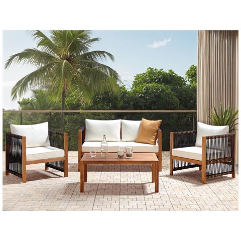 Set Da Giardino 4 Posti Legno Di Acacia E Corda Nera Antria - Foto 1