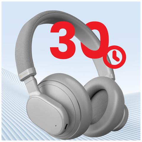 Cuffie Bluetooth Con Riduzione Del Rumore Autonomia 30 Ore, Grigio - Foto 2