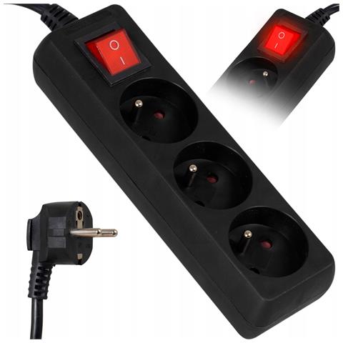 Cavo Di Prolunga 3mb 3gn+0+interruttore 3x1,0mm 10a Ip20 (lb0081b-3) Va0305b-3 Nero - Foto 1