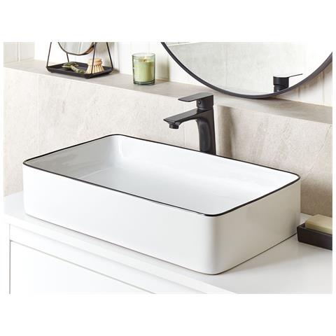 Lavabo Bagno Ceramica Bianco E Nero 61 X 35 Cm Xert - Foto 1