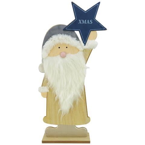 Statua Babbo Natale In Legno Cm 61 Con Stella - Foto 1