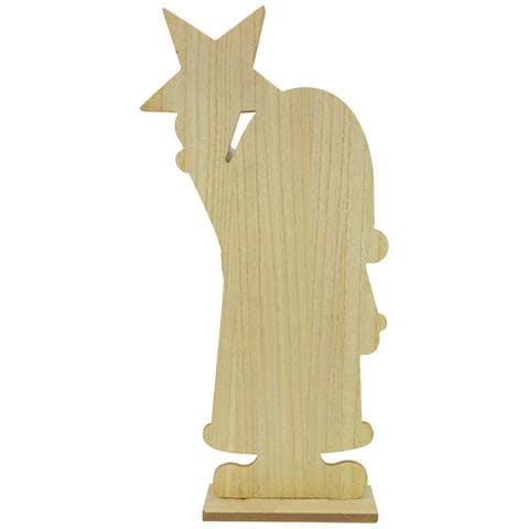 Statua Babbo Natale In Legno Cm 61 Con Stella - Foto 2