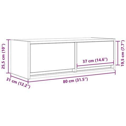 Mobili TV 2 pz Rovere Fumo 80x31x25,5 cm Legno Multistrato - Foto 9