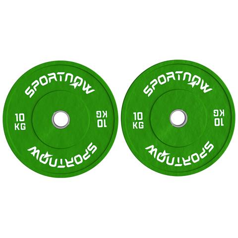 Set 2 Dischi Pesi da 10kg in Gomma con Foro da 2"" / 5 cm per Manubri e Bilancieri, Verde - Foto 1