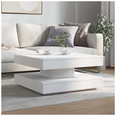 Tavolino Da Caffè Girevole A 360 Gradi Bianco 70x70x34,5 Cm - Foto 3