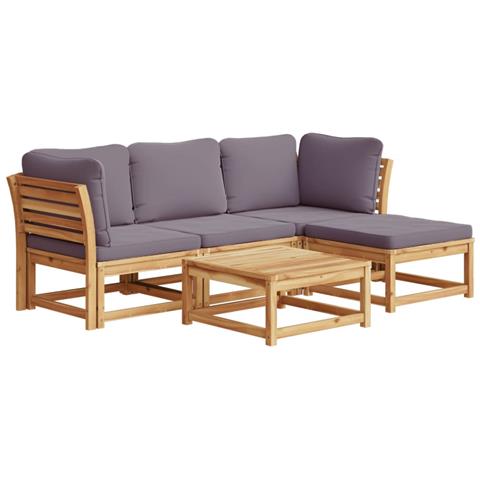 Set Salotto Da Giardino 5 Pz Con Cuscini Legno Massello Acacia - Foto 2