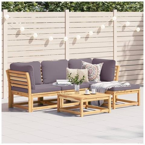 Set Salotto Da Giardino 5 Pz Con Cuscini Legno Massello Acacia - Foto 1
