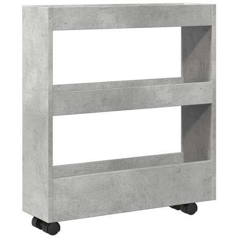 Carrello Stretto A 3 Livelli Grigio Cemento In Truciolato - Foto 2
