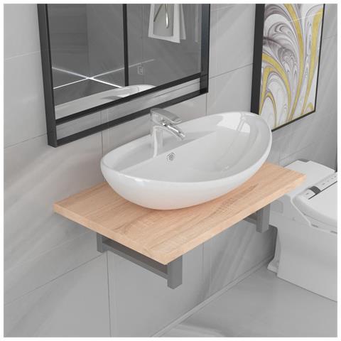 Set Mobili Da Bagno 2 Pz Ceramica Rovere - Foto 8
