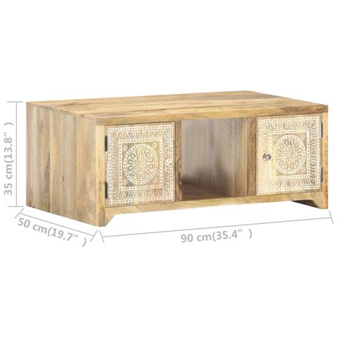 Lusso Casadino -  Tavolino Da Salotto 90x50x35 Cm In Legno Massello Di Mango - Foto 8