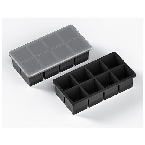 Vaschetta Per Cubetti Di Ghiaccio Quadrata In Silicone Con Coperchio - Stampo Per Ghiaccio A Facile Rilascio Per Whisky   8-griglia - Foto 2