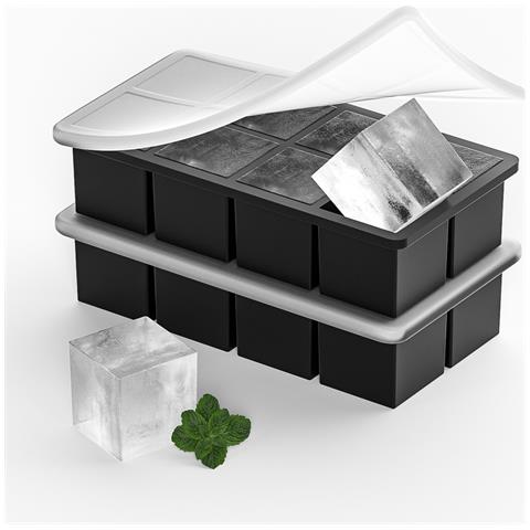 Vaschetta Per Cubetti Di Ghiaccio Quadrata In Silicone Con Coperchio - Stampo Per Ghiaccio A Facile Rilascio Per Whisky   8-griglia - Foto 1