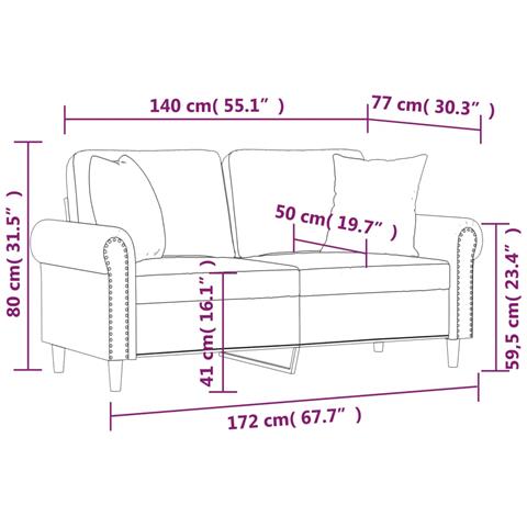 Divano a 2 Posti con Cuscini Giallo 140 cm in Velluto - Foto 8
