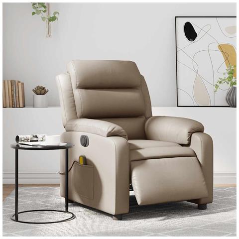 Poltrona Reclinabile Massaggio Elettrica Cappuccino Similpelle - Foto 2