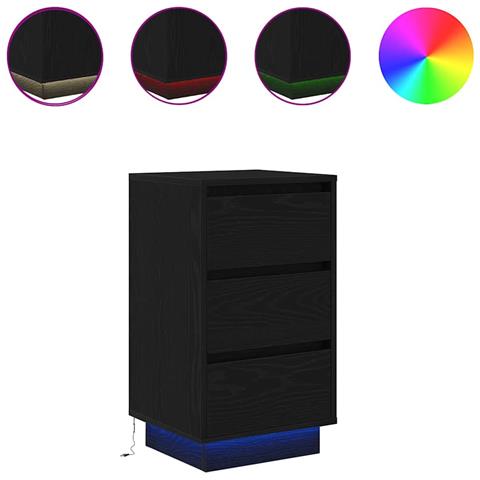 Comodino con Luci LED Nero 38x34x65 cm - Foto 1
