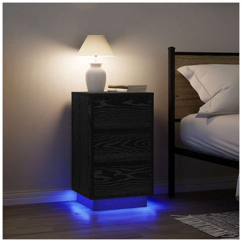 Comodino con Luci LED Nero 38x34x65 cm - Foto 2