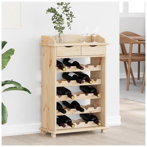 Portabottiglie 90x60x30 cm in legno massello di pino - Foto 2