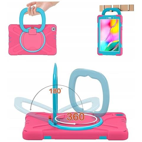 Custodia Per Samsung Tab A 8.0"" T290 T295 Con Supporto E Tracolla Rosa - Foto 2