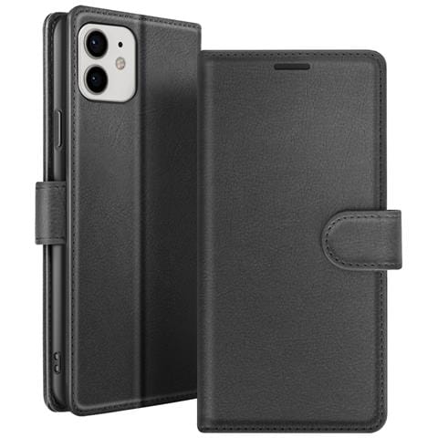 Custodia A Portafoglio Per Iphone 12 E 12 Pro Con Supporto E Linguetta Magnetica, Nero - Foto 1