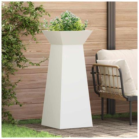 Vaso a Pilastro Bianco 40 x 40 x 100 cm Acciaio - Foto 2