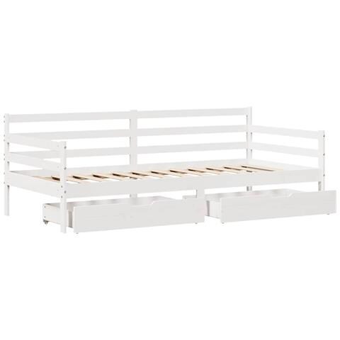 Dormeuse con Cassetti Bianco 90x190 cm Legno Massello di Pino - Foto 9