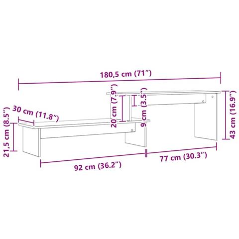 Mobile TV Rovere nero 180 x 30 x 43 cm Legno multistrato - Foto 9