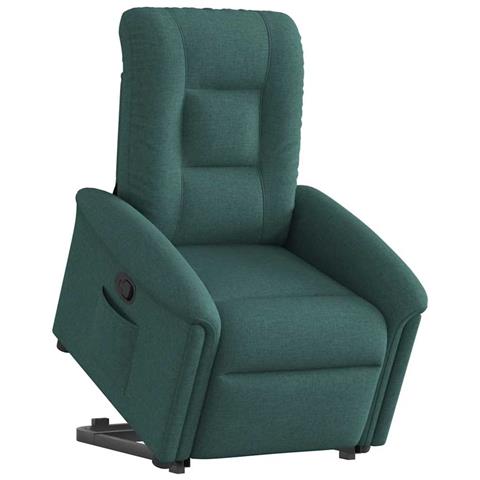 Poltrona Alzapersona Reclinabile Verde Scuro in Tessuto - Foto 1