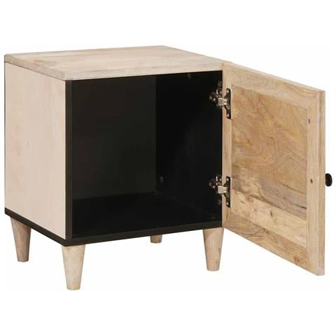 Comodino Beige 40 x 33 x 46 cm legno massello di mango - Foto 2