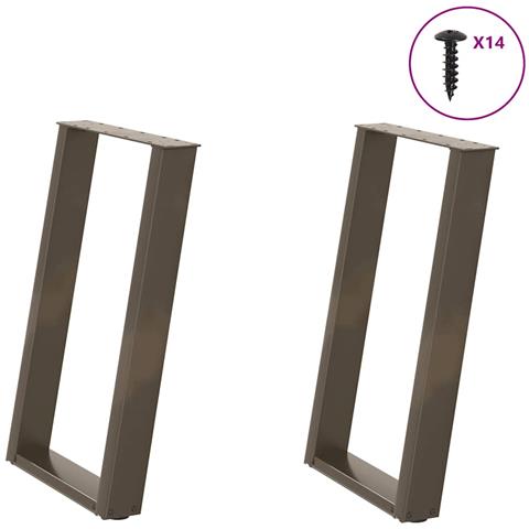 Gambe per tavolo da pranzo a forma di U 2 pz in acciaio naturale 50x(72-73) cm - Foto 1