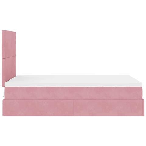 Struttura Letto Pouf con Materassi Rosa 120x190 cm Velluto - Foto 9