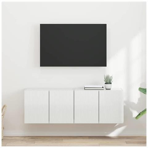 Mobile TV da parete 2 pcs Bianco Lucido 59,5 x 31 x 40 cm - Foto 2
