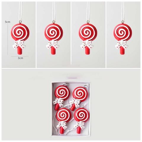 Set Di 4 Decorazioni Natalizie Per Albero - Ornamenti Di Caramelle In Resina - Foto 1