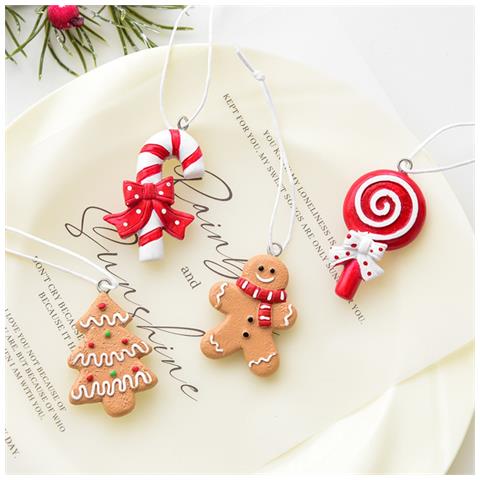 Set Di 4 Decorazioni Natalizie Per Albero - Ornamenti Di Caramelle In Resina - Foto 2